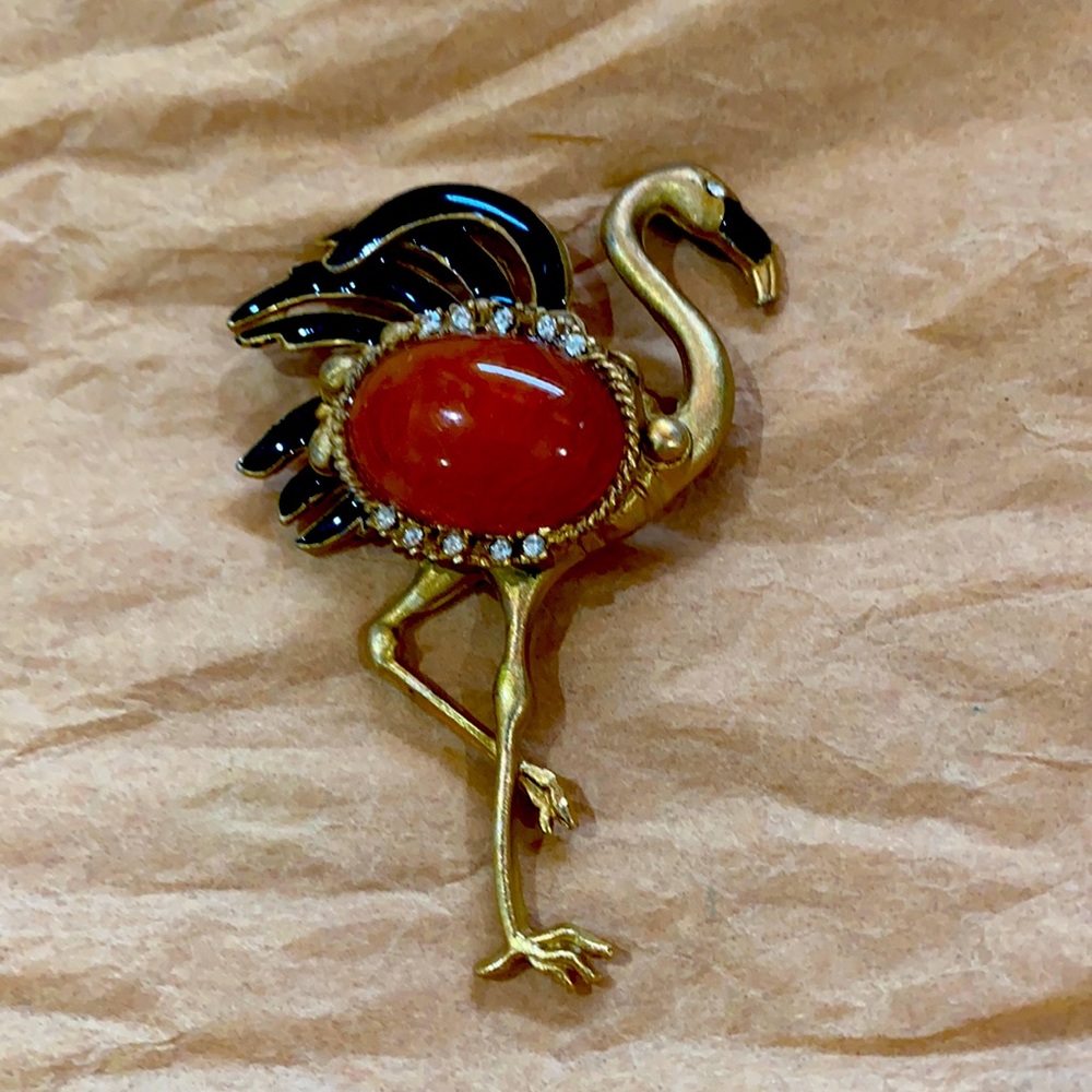 Vintage ostrich brooch